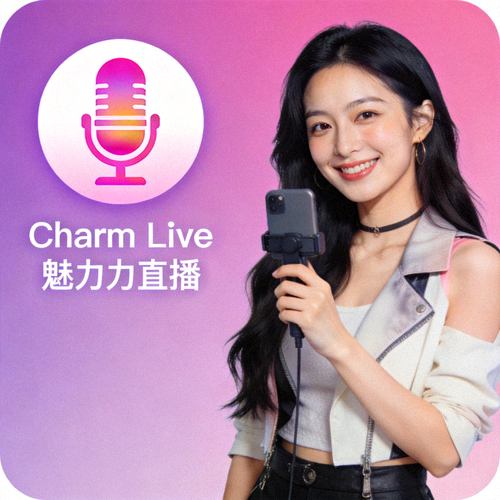 Charm Live魅力直播应用图标及代表性女性主播形象